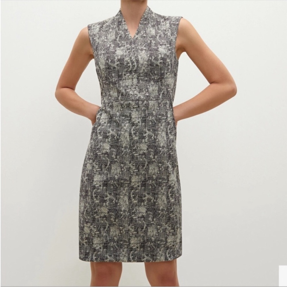 MM Lafleur Aditi black and white crackle artsy abstract sheath dress size 4